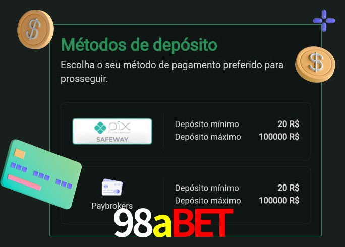 O cassino 98abet oferece uma grande variedade de métodos de pagamento